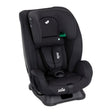 A black Joie child car seat with a five-point harness, shown from a three-quarter angle on a solid white background.