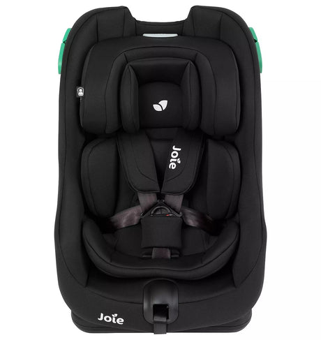 A black Jote child car seat with green side accents, shown from a front-facing perspective on a solid white background.