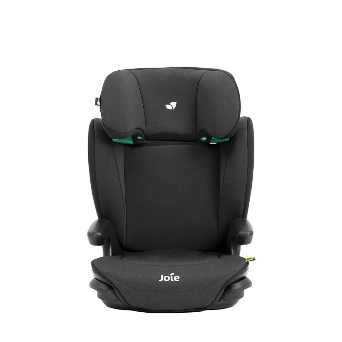 Black car seat with 'Joie' branding on a white background