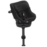 Black car seat with a stand on a white background