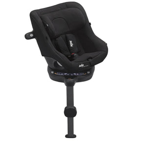 Black car seat with a stand on a white background