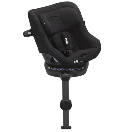 Black car seat with a stand on a white background