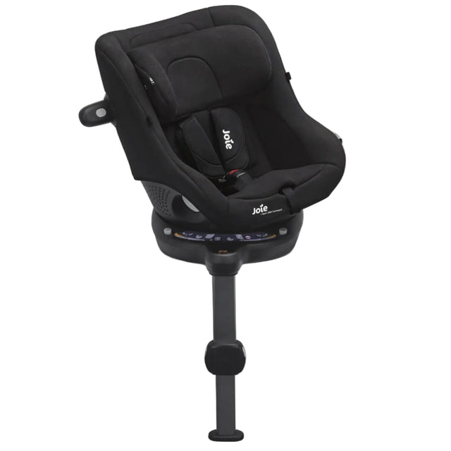 Black car seat with a stand on a white background