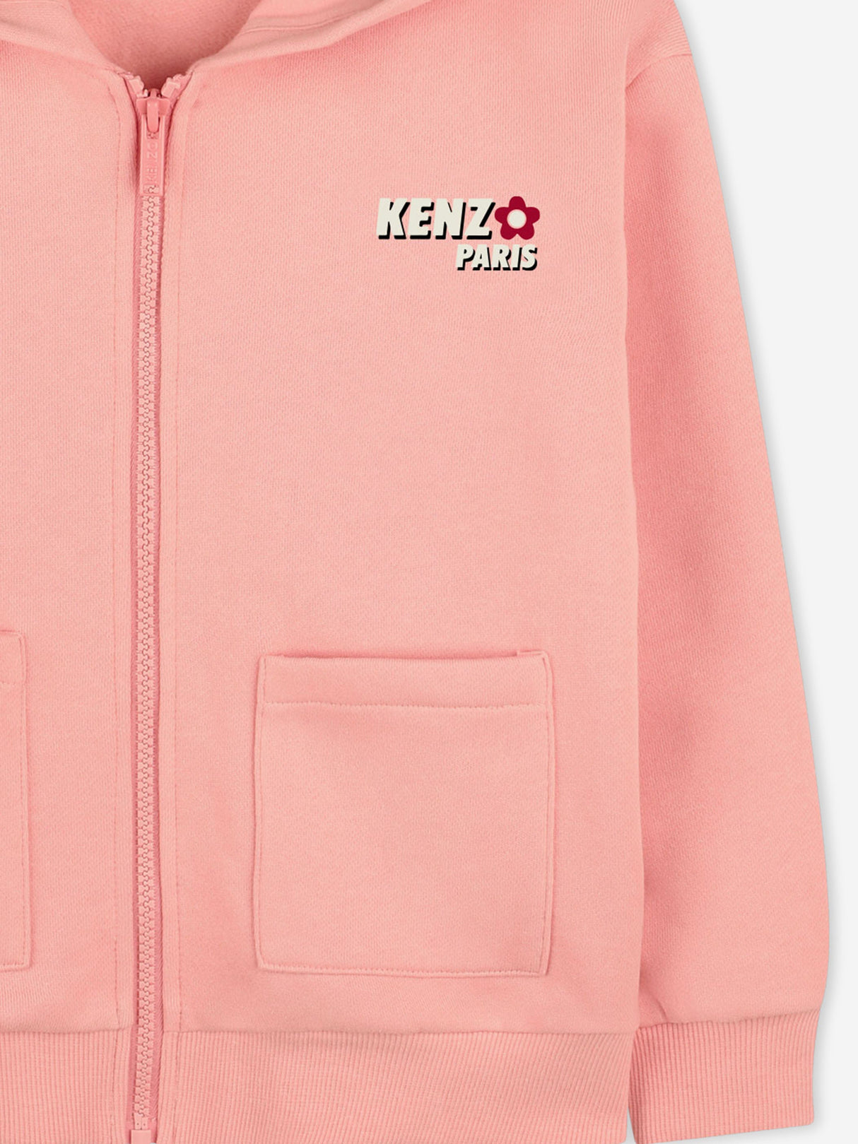 KENZO Girls Logo Zip Up Top in Pink