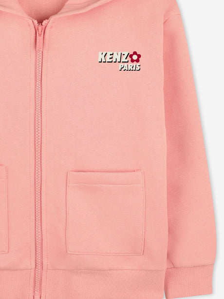 KENZO Girls Logo Zip Up Top in Pink