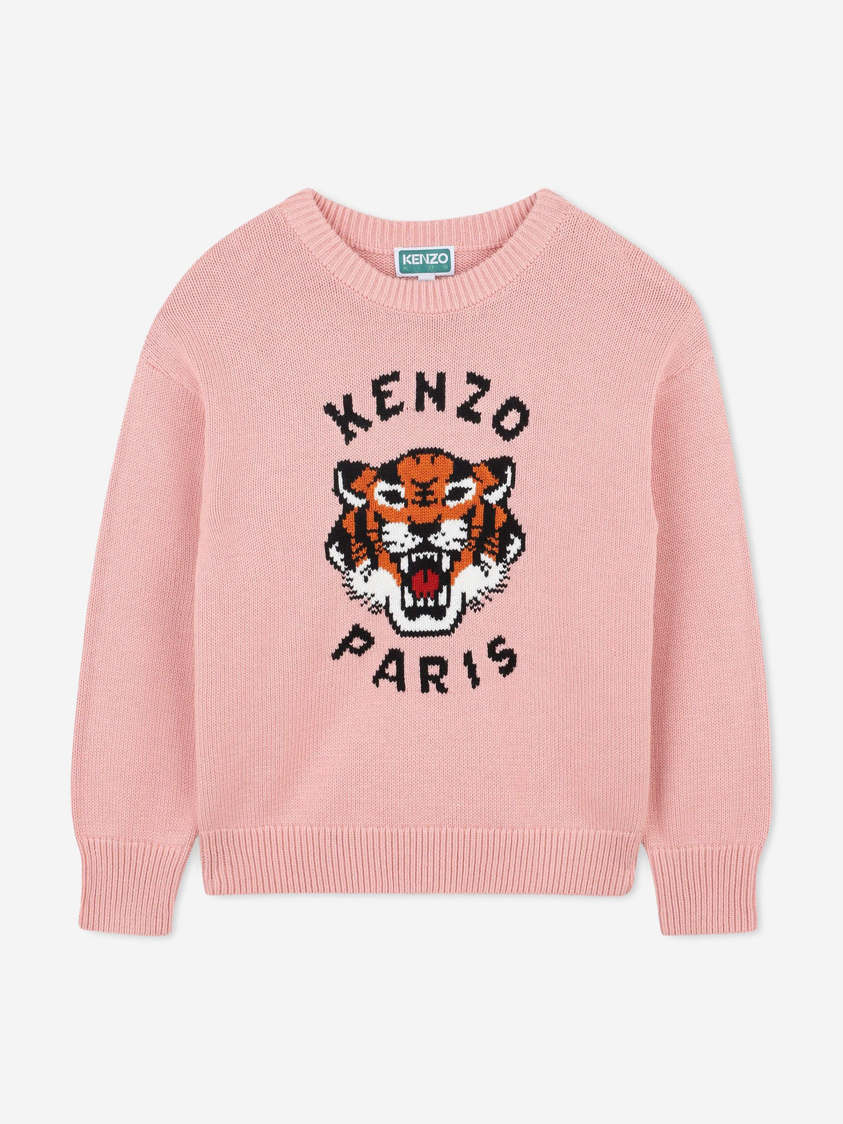 KENZO Girls Lucky Tiger Knitted Jumper in Pink
