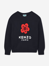KENZO Girls Boke Flower Knitted Jumper in Navy