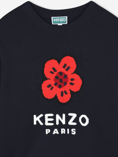 KENZO Girls Boke Flower Knitted Jumper in Navy