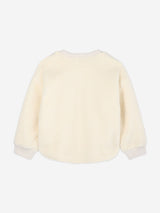 KENZO Girls Faux Shearling Flower Sweatshirt in Ivory
