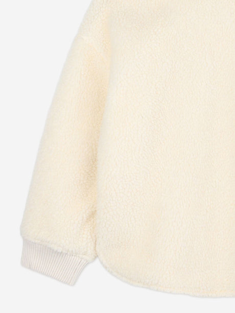 KENZO Girls Faux Shearling Flower Sweatshirt in Ivory