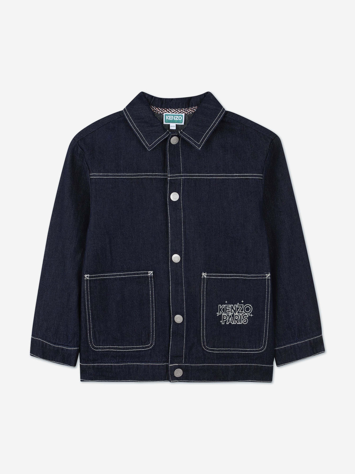 KENZO Boys Embroidered Tiger Denim Jacket in Blue