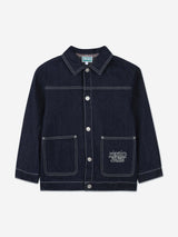 KENZO Boys Embroidered Tiger Denim Jacket in Blue