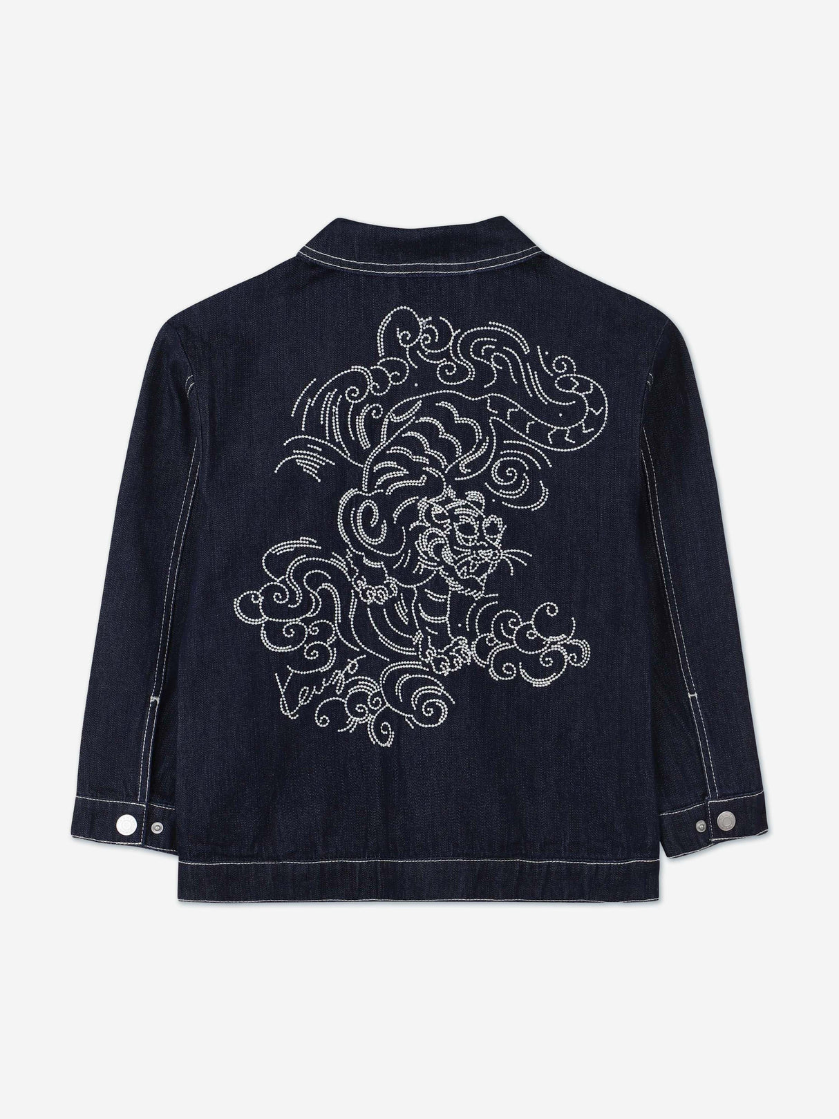 KENZO Boys Embroidered Tiger Denim Jacket in Blue