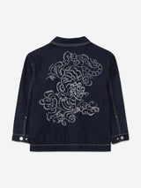 KENZO Boys Embroidered Tiger Denim Jacket in Blue