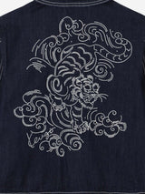 KENZO Boys Embroidered Tiger Denim Jacket in Blue
