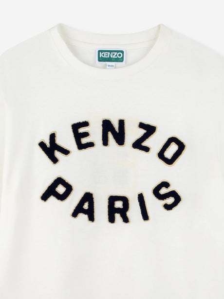 KENZO Kids Embroidered Logo T-Shirt in Ivory