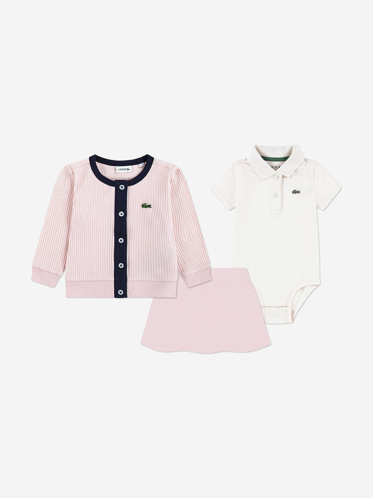 Lacoste Baby Girls Mon Premier 3 Piece Skort Set in Pink