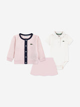 Lacoste Baby Girls Mon Premier 3 Piece Skort Set in Pink