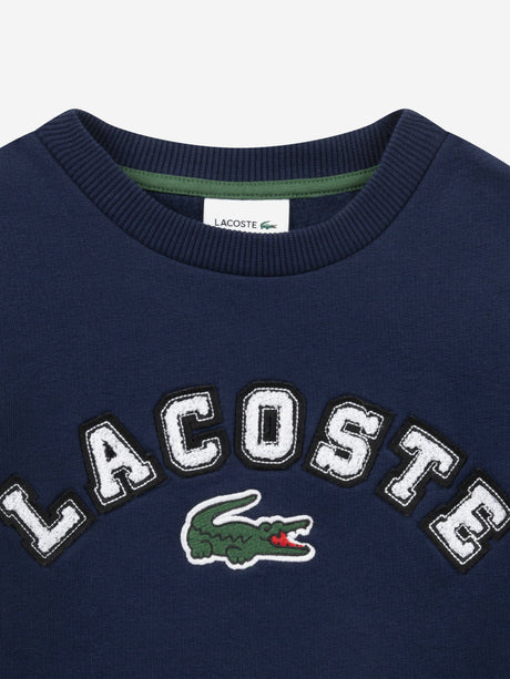 Lacoste Boys Chenille Logo Sweatshirt in Navy