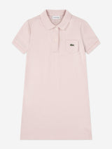 Lacoste Girls Logo Pocket Polo Dress in Pink