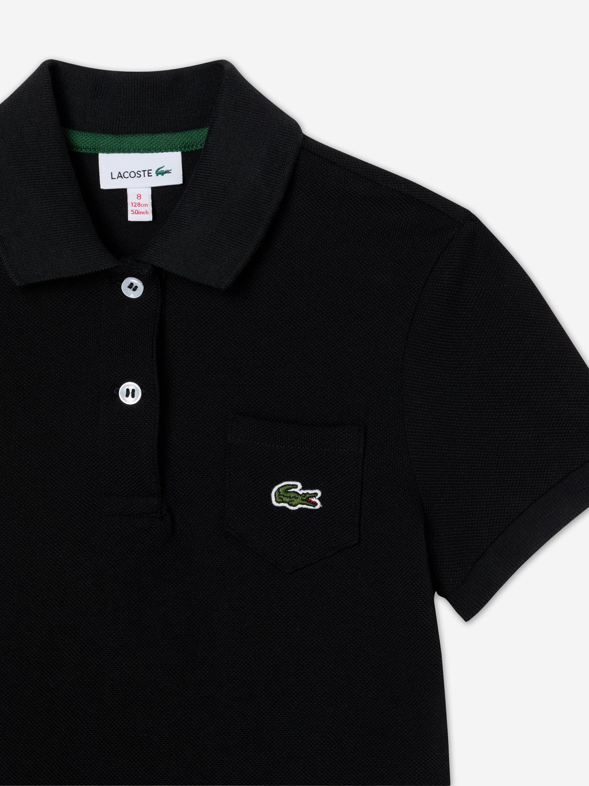 Lacoste Girls Logo Pocket Polo Dress in Black