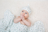 Lulujo - Bamboo Hat and Muslin Swaddle Blanket Gift Set - Blueberries
