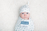 Lulujo - Bamboo Hat and Muslin Swaddle Blanket Gift Set - Blueberries