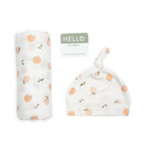 Lulujo - Bamboo Hat and Muslin Swaddle Blanket Gift Set - Peaches