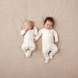 ergoPouch - Organic Layers Long Sleeve Babygrow Oatmeal - Warm 1.0 TOG