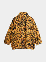 Mini Rodini Girls Leopard Zip Up Top in Brown