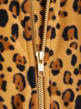 Mini Rodini Girls Leopard Zip Up Top in Brown