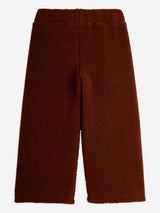 Mini Rodini Kids Embroidered Bear Pile Trousers in Brown