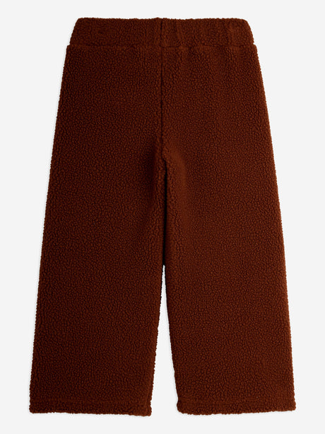Mini Rodini Kids Embroidered Bear Pile Trousers in Brown
