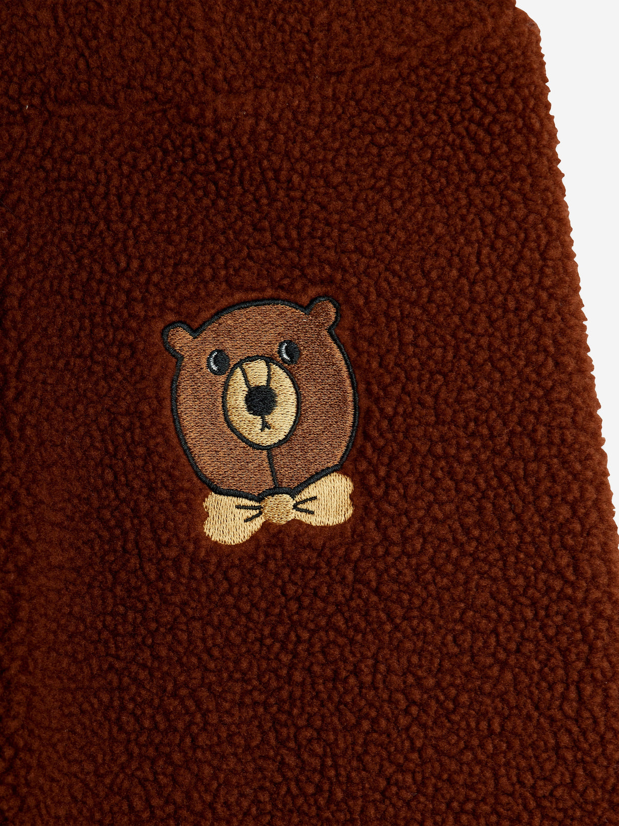 Mini Rodini Kids Embroidered Bear Pile Trousers in Brown