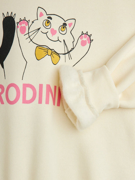 Mini Rodini Kids Panda and Cat Sweatshirt in Ivory