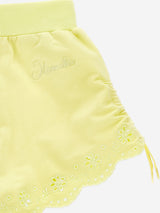 Monnalisa Girls Broderie Anglaise Shorts in Yellow