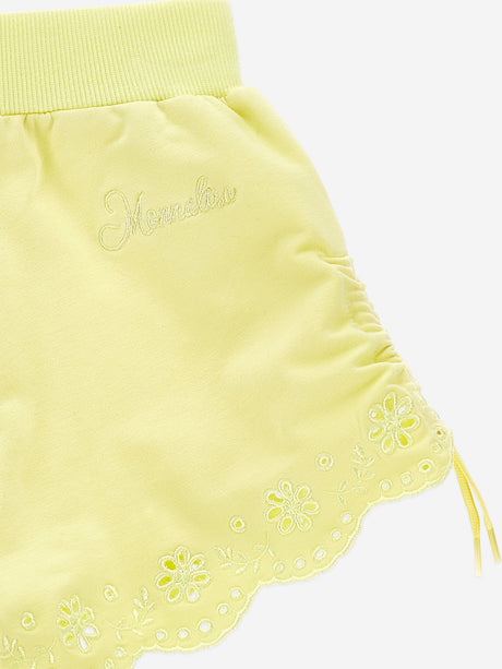 Monnalisa Girls Broderie Anglaise Shorts in Yellow