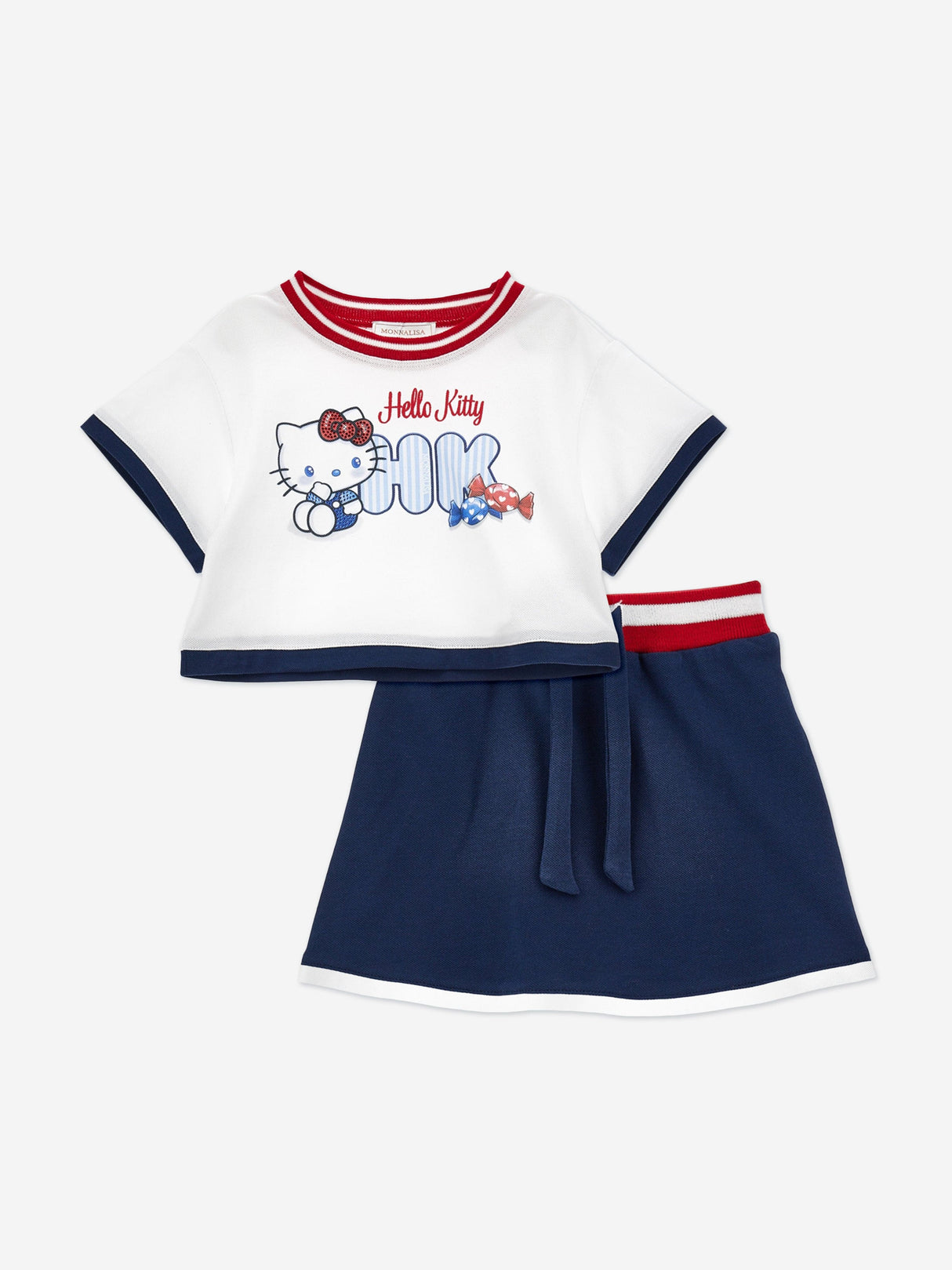 Monnalisa Girls Hello Kitty Skirt Set in Navy