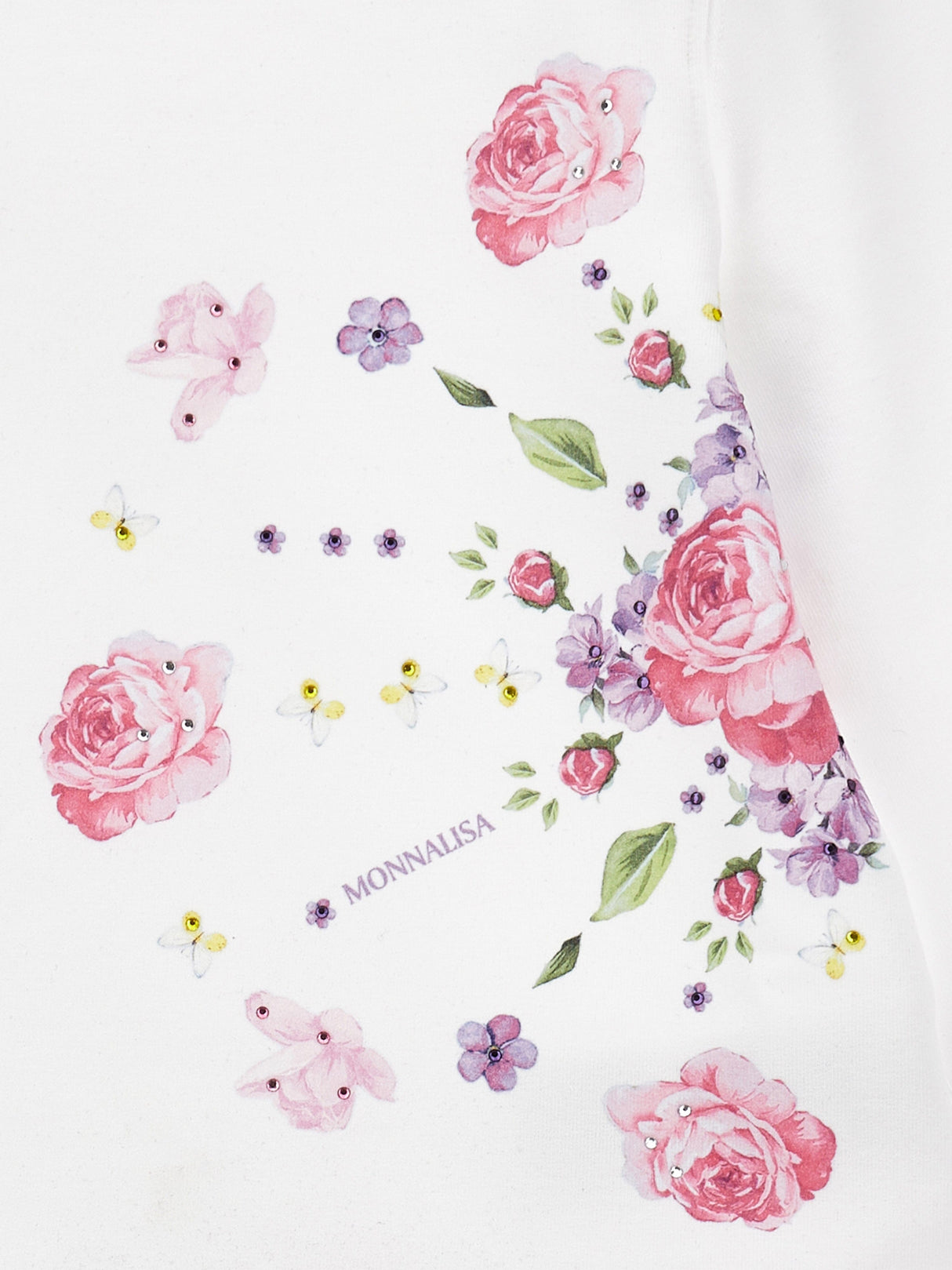 Monnalisa Girls Floral Sweater Dress in White