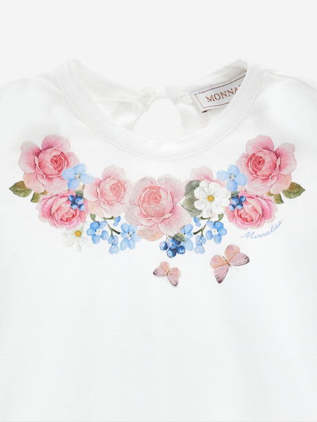 Monnalisa Baby Girls Butterflies and Flowers Dress in White