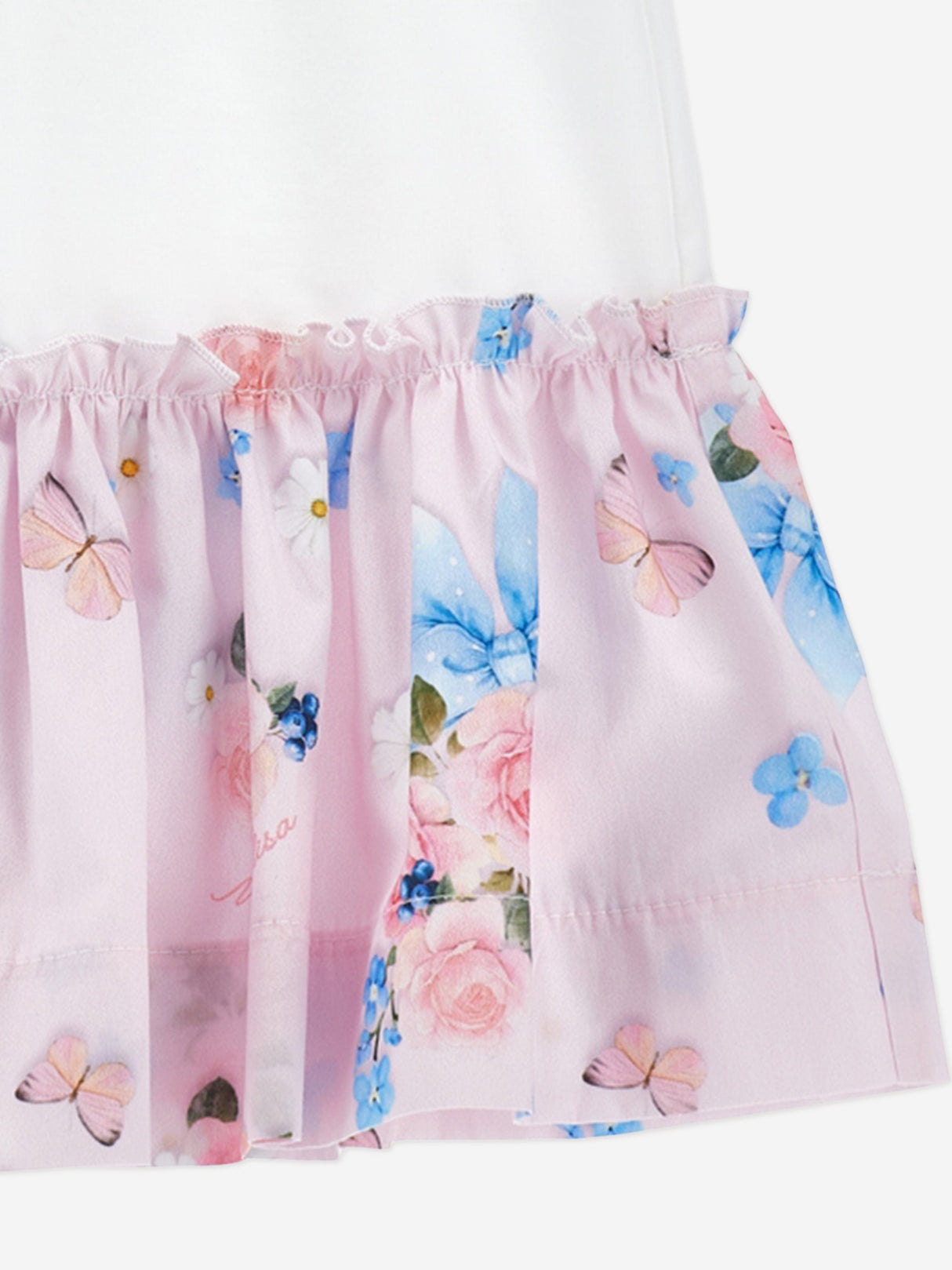 Monnalisa Baby Girls Butterflies and Flowers Dress in White