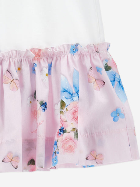 Monnalisa Baby Girls Butterflies and Flowers Dress in White