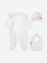 Monnalisa Baby Girls Butterflies and Flowers Babygrow Set in Pink