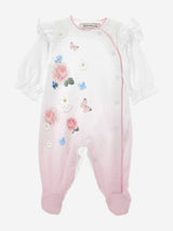 Monnalisa Baby Girls Butterflies and Flowers Babygrow Set in Pink