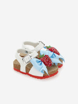 Monnalisa Girls Glitter Strawberry Sandals in White