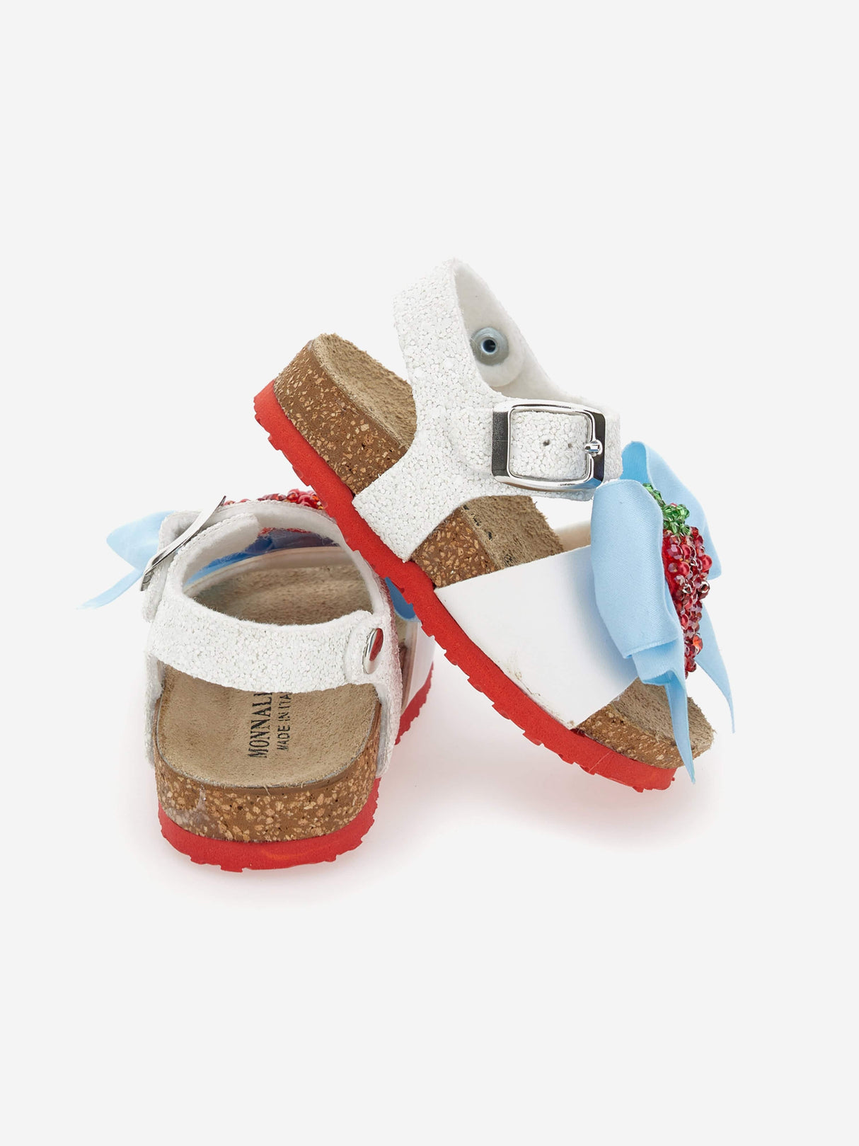 Monnalisa Girls Glitter Strawberry Sandals in White