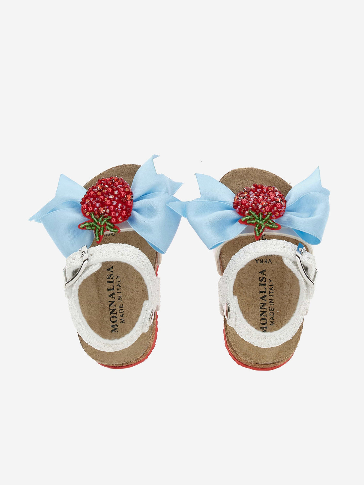 Monnalisa Girls Glitter Strawberry Sandals in White