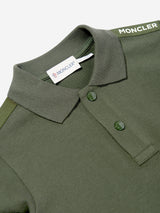Moncler Enfant Boys Long Sleeve Polo Shirt in Green