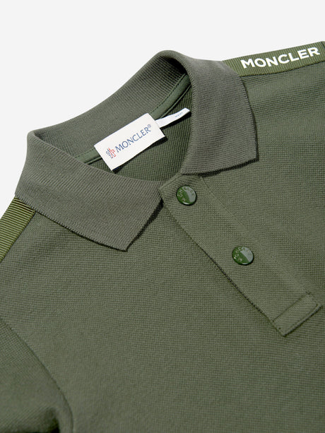 Moncler Enfant Boys Long Sleeve Polo Shirt in Green