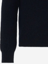 Moncler Enfant Boys Wool Logo Pocket Jumper in Navy